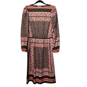 VINTAGE MELISSA LANE Paisley Vintage 70s Style Puff Shoulder Boatneck Dress